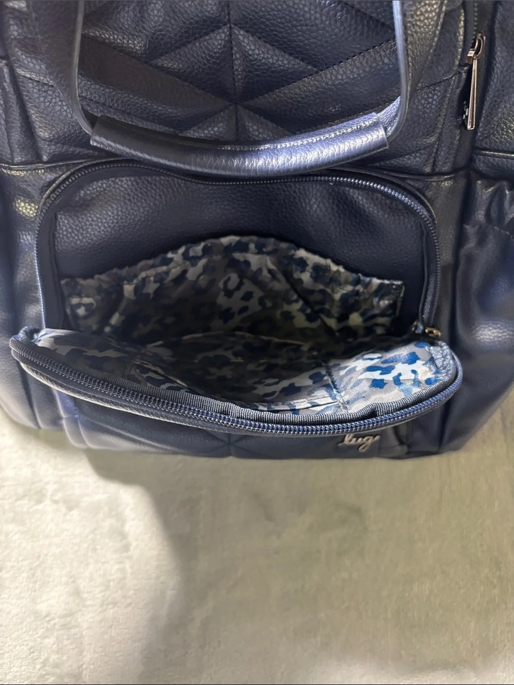 Lug Canter Navy Blue Quilted Convertible Backpack Shoulder Bag